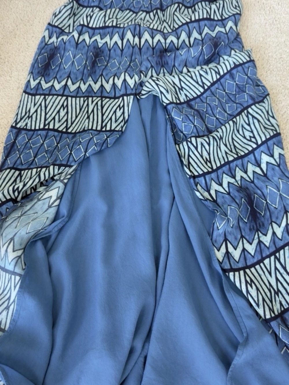 Rory Beca for Metropark Blue Silk Geometric Tribal Print Maxi Dress Size M - Picture 4 of 4